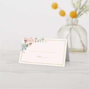 Elegant Blush Floral   Pastel Folded Place Card