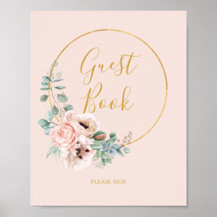 Elegant Blush Floral Pastel Guest Book Sign