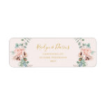 Elegant Blush Floral | Pastel Return Address Label<br><div class="desc">This elegant blush floral | pastel return address label is perfect for your boho, pink spring botanical wedding. Design includes a floral frame featuring a simple watercolor peach champagne rose, minimalist sage green eucalyptus greenery, and a modern unique neutral, coral poppy wildflower. The design is one of luxury, ideal for...</div>