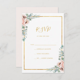 Elegant Blush Floral   Pastel RSVP Card
