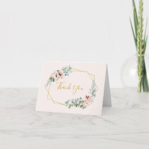 Elegant Blush Floral Pastel Thank You Card