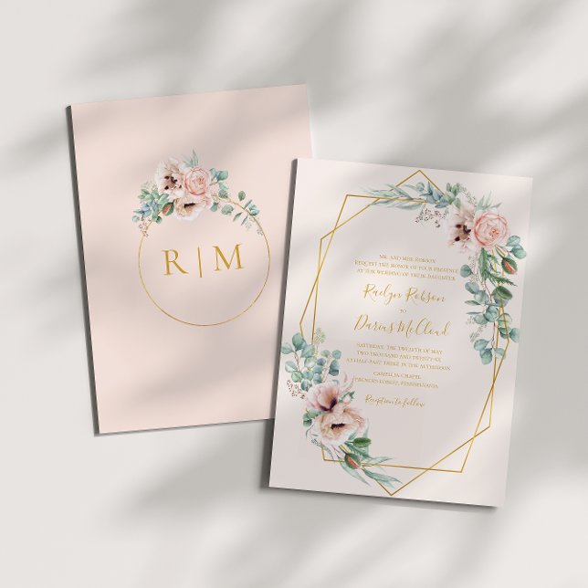 Elegant Blush Floral | Pastel Traditional Wedding Invitation (Creator Uploaded)