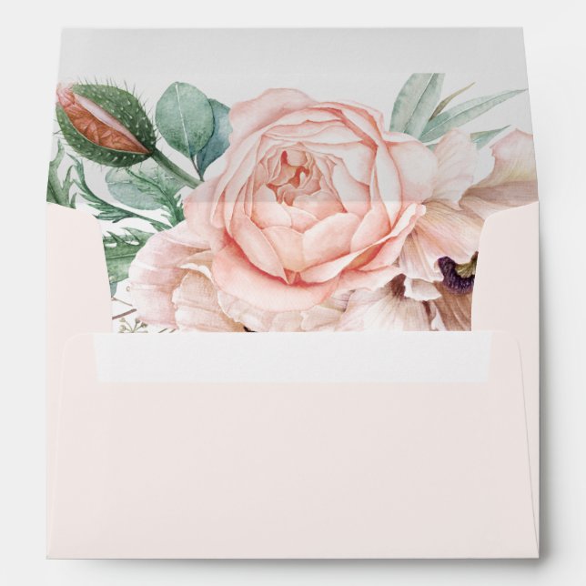 Elegant Blush Floral | Pastel Wedding Invitation Envelope (Back (Bottom))