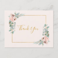 Elegant Blush Floral | Pastel Wedding Thank You