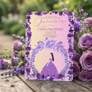Elegant Blush Floral Quinceañera Invitation