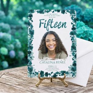 Elegant Blush Floral Quinceañera Invitation