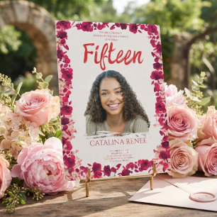 Elegant Blush Floral Quinceañera Invitation