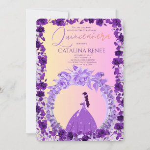 Elegant Blush Floral Quinceañera Invitation