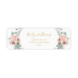 Elegant Blush Floral | Return Address Label<br><div class="desc">This elegant blush floral | return address label is perfect for your boho, pink spring botanical wedding. Design includes a floral frame featuring a simple watercolor peach champagne rose, minimalist sage green eucalyptus greenery, and a modern unique neutral, coral poppy wildflower. The design is one of luxury, ideal for a...</div>