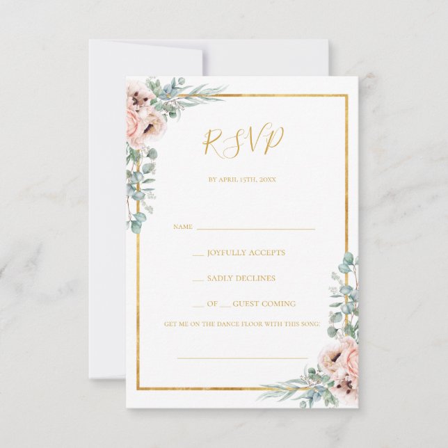 Elegant Blush Floral | Song Request RSVP Card (Front)