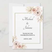 Elegant Blush Floral Thank You Card