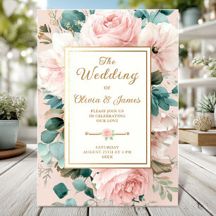 Elegant blush floral wedding card