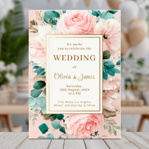 Elegant blush floral wedding card