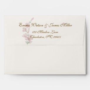 Elegant Blush Floral Wedding Envelope