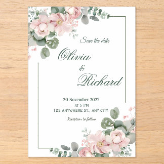 Elegant Blush Floral Wedding Invitation