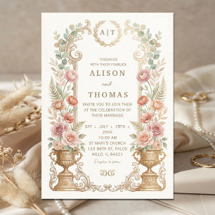 Elegant Blush Floral Wedding Invitation