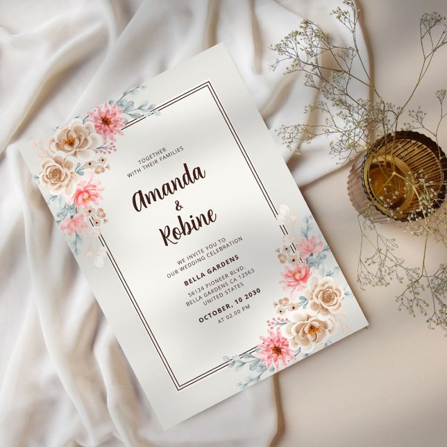 Elegant Blush Floral Wedding Invitation (Creator Uploaded)