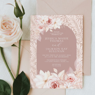 Elegant Blush Floral Wedding Invitation