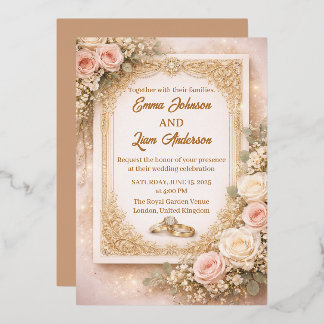 Elegant Blush Floral Wedding Invitation
