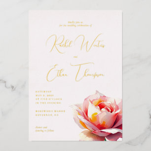 Elegant Blush Floral Wedding Invitation