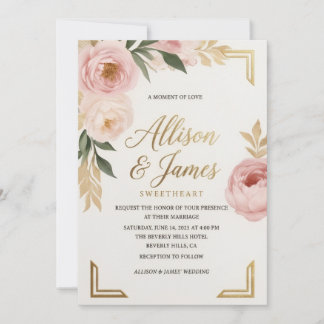 Elegant Blush Floral Wedding Invitation Template