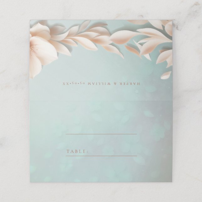 Elegant blush floral wedding place card (Outside Unfolded)