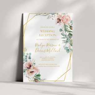 Elegant Blush Floral   Wedding Reception Invitation