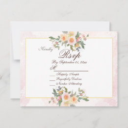 Elegant Blush Floral Wedding RSVP Card