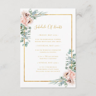 Elegant Blush Floral   Wedding Schedule of Events Enclosure Card