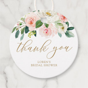 Elegant Blush Floral Wedding Thank Your Favour Tags