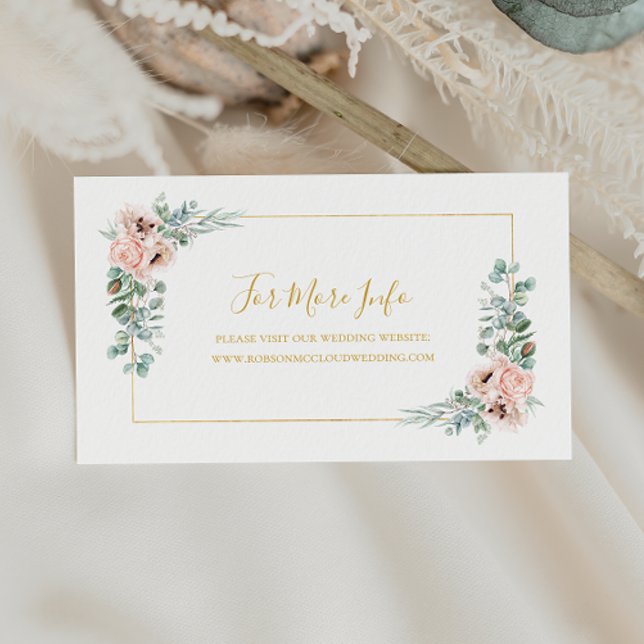  Elegant Blush Floral | Wedding Website Enclosure  Card (Creator Uploaded)