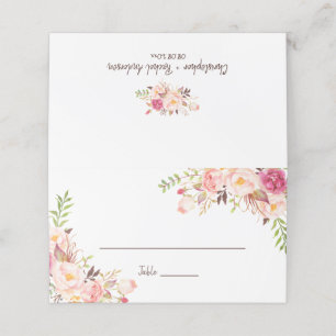 Elegant Blush Florals Wedding Escort Folded Place  Card