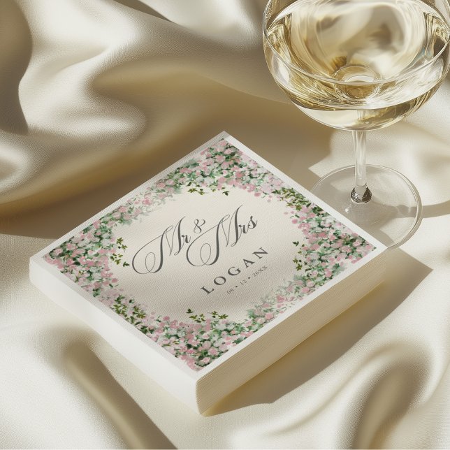 Elegant Blush Garden Wedding Napkin (Creator Uploaded)