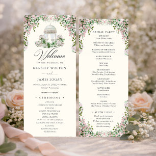 Elegant Blush Garden Wedding Program Programme
