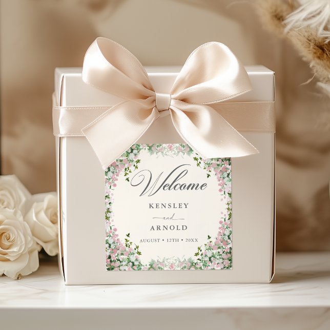 Elegant Blush Garden Wedding Square Sticker (Creator Uploaded)