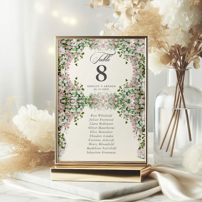 Elegant Blush Garden Wedding Table Number (Creator Uploaded)