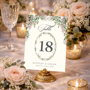 Elegant Blush Garden Wedding Table Number