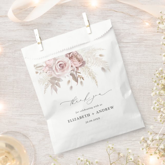 Elegant Blush Garden Wedding Thank You Favour Bags (Clipped)