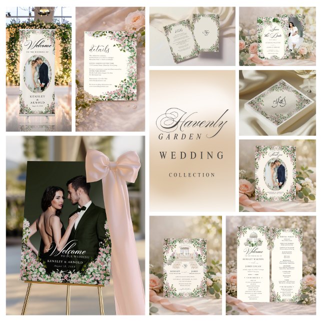 Elegant Blush Garden Wedding Timeline Enclosure Card (Creator Uploaded)