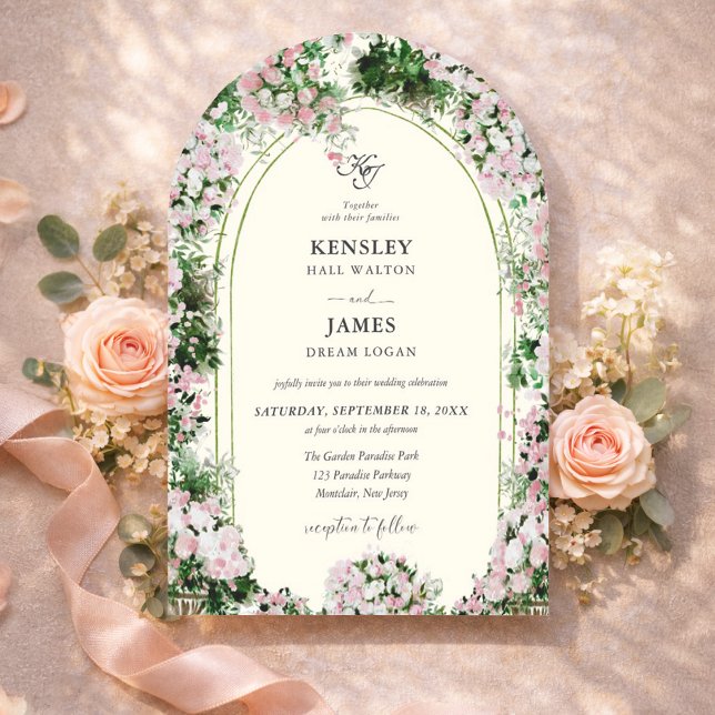 Elegant Blush Garden with Photo Wedding  Invitation (Creator Uploaded)