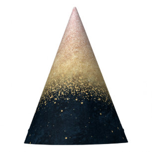 Elegant blush gold and blue simple confetti design party hat