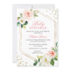 Elegant Blush Gold Floral Baby Sprinkle Brunch