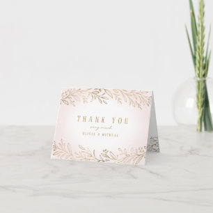 Elegant blush gold gilded botanical thank you card