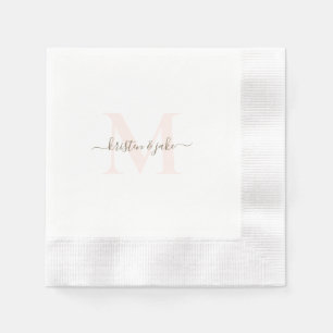 Elegant Blush & Gold Monogram Swash Wedding II Napkin