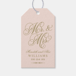 Elegant Blush Gold Mr and Mrs Script Favour Gift Tags