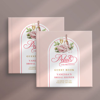 Elegant blush gold petals prosecco Shower book