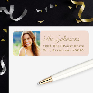 Elegant Blush Gold Photo Graduation Return Address