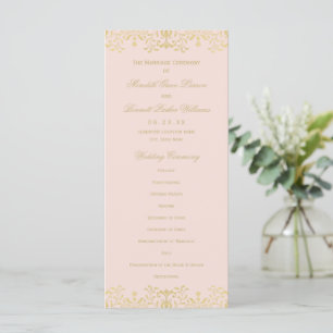 Elegant Blush Gold Vintage Glamour Wedding Programme
