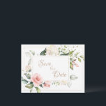 Elegant Blush Gold Watercolor Floral Wedding Postcard<br><div class="desc">Elegant soft blush flowers. Romantic and so graceful with the watercolor botanicals. So chic and sophisticated. The perfect wedding “Save the Date” for any season. I’ve enjoyed creating this design for you. We offer this same design in several different colours. Such a beautiful and romantic design with the soft colours....</div>