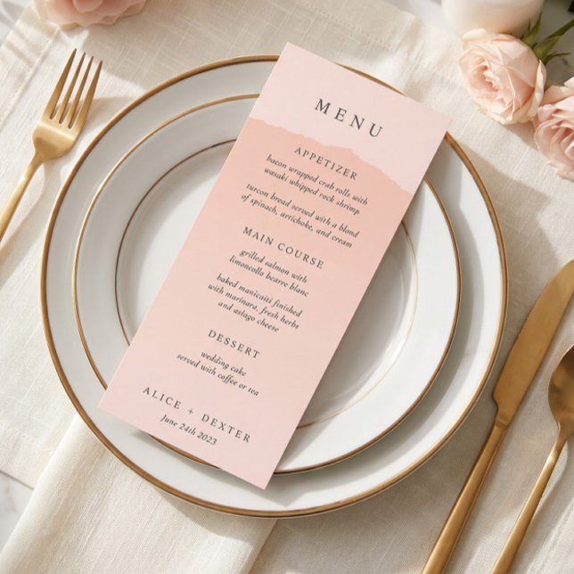 Elegant Blush Gradient Wedding Menu (Creator Uploaded)